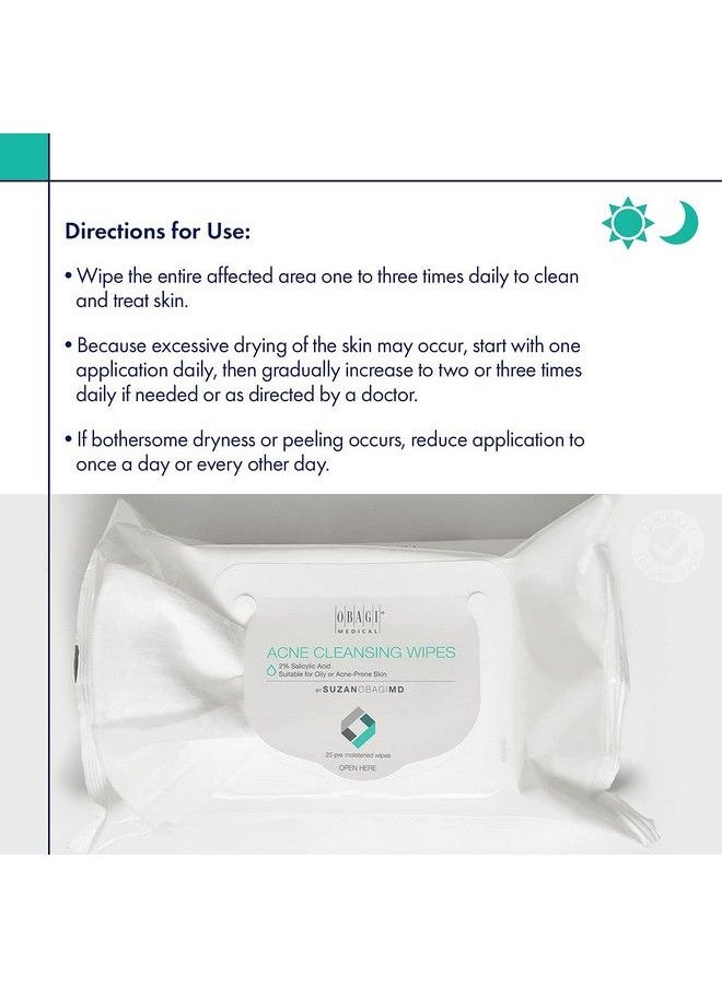 Obagi Medical - Suzanobagimd On The Go Cleansing Wipes For Oily Or Acne Prone Skin 25 Count Pack Of 1 - Image 1