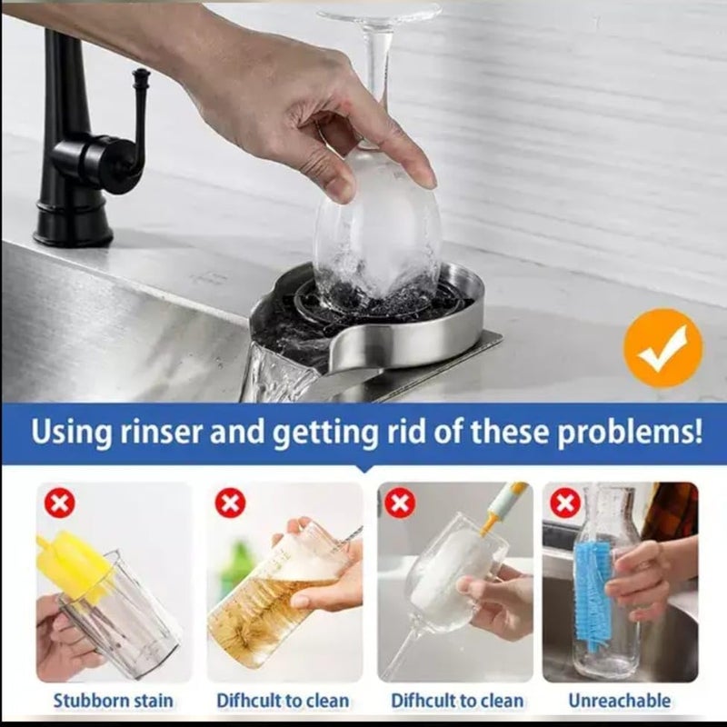 ZURITY Glass Cleaner Washer Faucet Glass Washer Cleaner Accessories Quick Rinser for Baby Bottle Bar Glass Rinser Kitchen Sink Automatic Flushing Device Polishedpack of 1 - Image 5