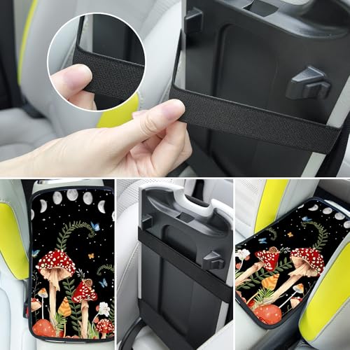 Adastrah Red Mushroom Auto Center Console Pad,Soft Waterproof Car Center Console Cover Auto Armrest Seat Box Cover Protector for Most Vehicle SUV Truck Car - Image 2