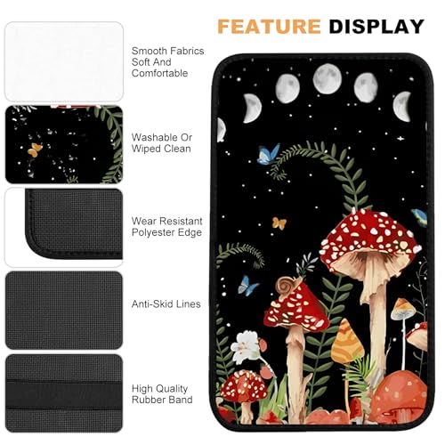 Adastrah Red Mushroom Auto Center Console Pad,Soft Waterproof Car Center Console Cover Auto Armrest Seat Box Cover Protector for Most Vehicle SUV Truck Car - Image 5