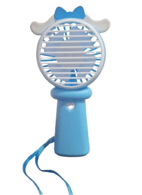 Mini handheld fan, cute design with ears and bow in the middle, small size and easy to carry in hand or put in bag, USB rechargeable battery, on/off button, one air speed, nice gift for kids