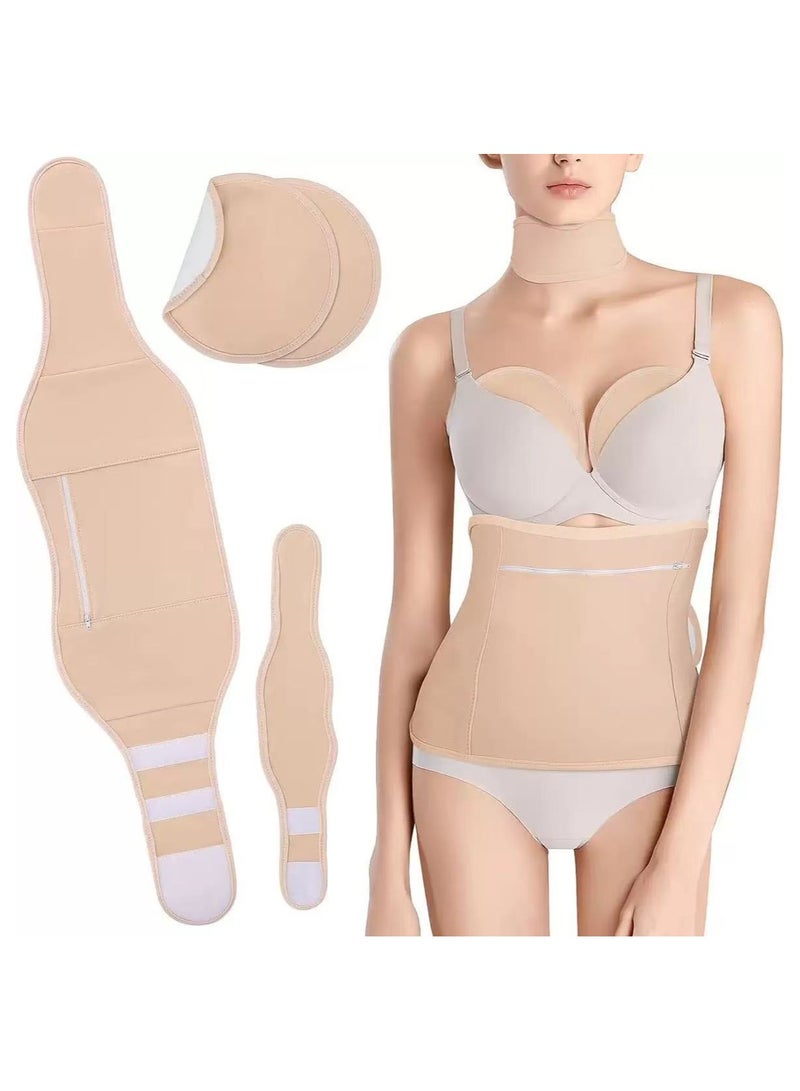 Generic 4-Piece Castor Oil Dressing Pack, Suitable For Chest, Neck And Abdomen, Reusable. Abdominal Castor Oil Dressing Pack, Equipped With Adjustable Elastic Band, Made Of Flannel Cotton, Machine Washable, Leak-Proof Design.  - Image 1