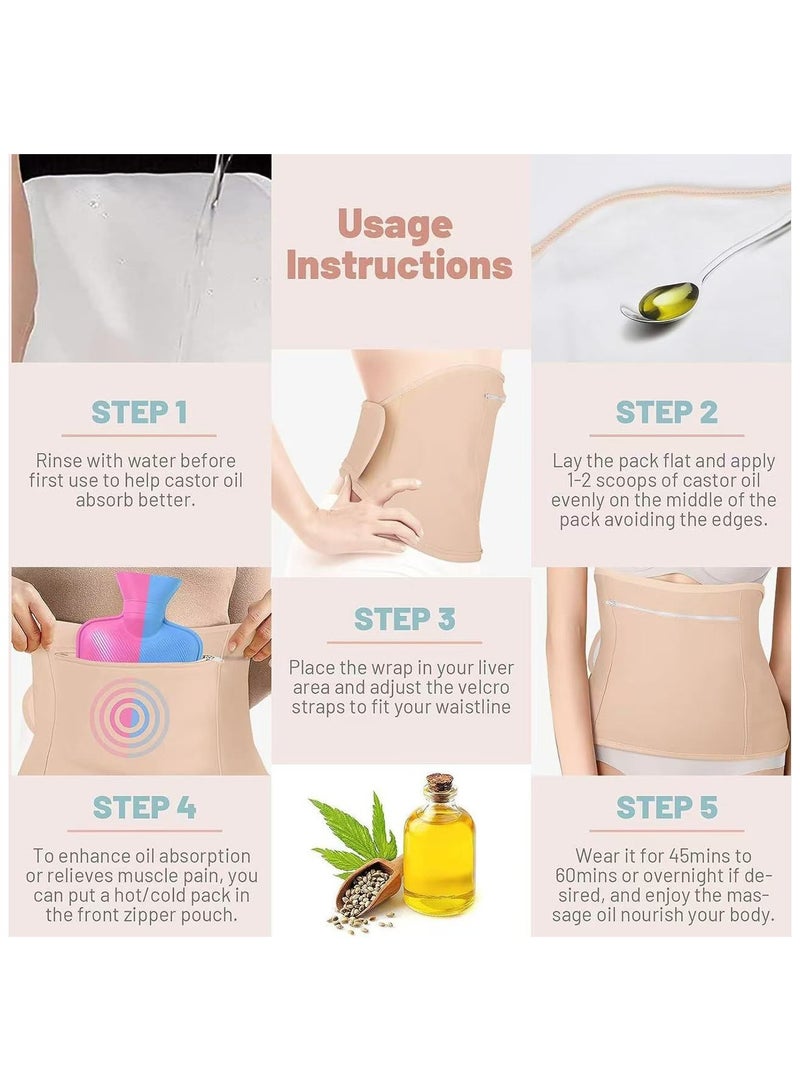 Generic 4-Piece Castor Oil Dressing Pack, Suitable For Chest, Neck And Abdomen, Reusable. Abdominal Castor Oil Dressing Pack, Equipped With Adjustable Elastic Band, Made Of Flannel Cotton, Machine Washable, Leak-Proof Design.  - Image 5