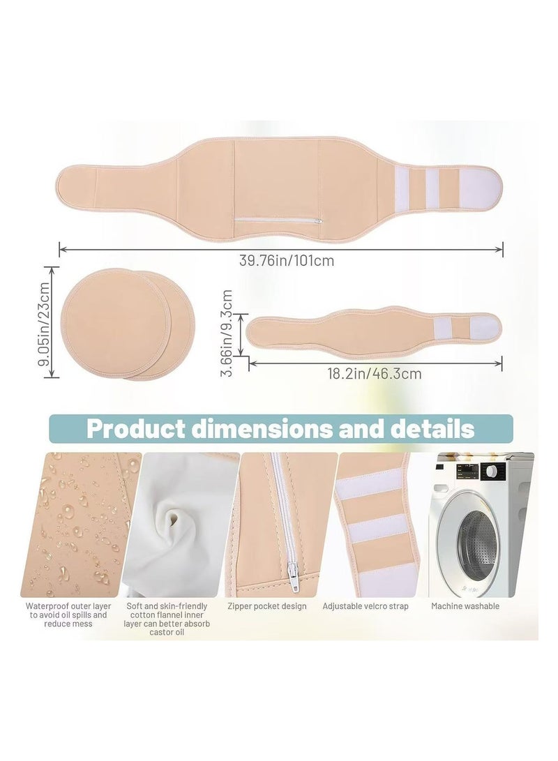Generic 4-Piece Castor Oil Dressing Pack, Suitable For Chest, Neck And Abdomen, Reusable. Abdominal Castor Oil Dressing Pack, Equipped With Adjustable Elastic Band, Made Of Flannel Cotton, Machine Washable, Leak-Proof Design.  - Image 3