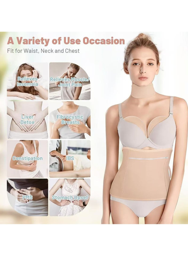 Generic 4-Piece Castor Oil Dressing Pack, Suitable For Chest, Neck And Abdomen, Reusable. Abdominal Castor Oil Dressing Pack, Equipped With Adjustable Elastic Band, Made Of Flannel Cotton, Machine Washable, Leak-Proof Design.  - Image 4