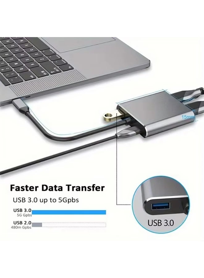 Digital Home Type-C to Hub PD HDTV+VGA+USB Adapter 4-in-1 USB-C Hub Docking Station, Type-C to 4K HDTV VGA Adapter, Fast Charging USB 3.0 PD Hub for All Laptops, MacBook, and MacBook Air - Image 4