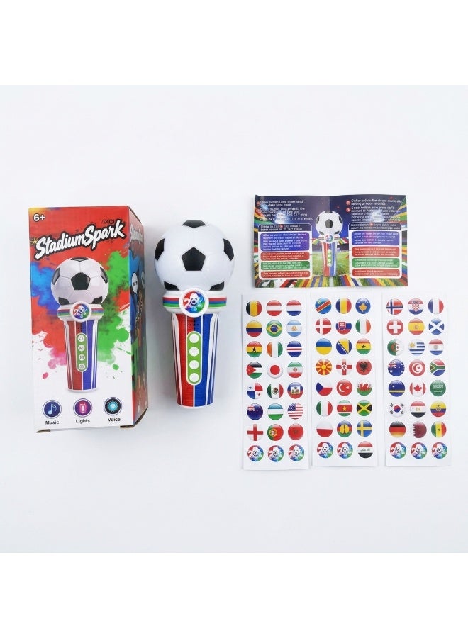 Othes StadiumSpark Football Cheer Microphone for Kids, LED Light & Sound Toy with Country Flag Stickers, Voice Changer & Built-in Music, Ideal for World Cup Fans, Party & Outdoor Play (Ages 6+) - Image 2