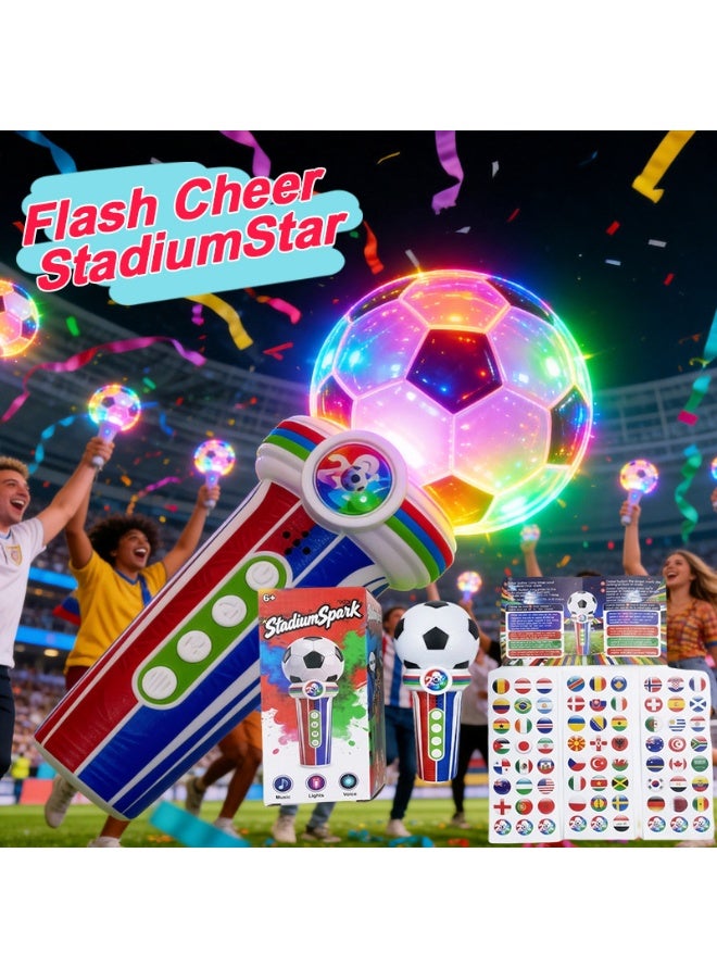Othes StadiumSpark Football Cheer Microphone for Kids, LED Light & Sound Toy with Country Flag Stickers, Voice Changer & Built-in Music, Ideal for World Cup Fans, Party & Outdoor Play (Ages 6+) - Image 1