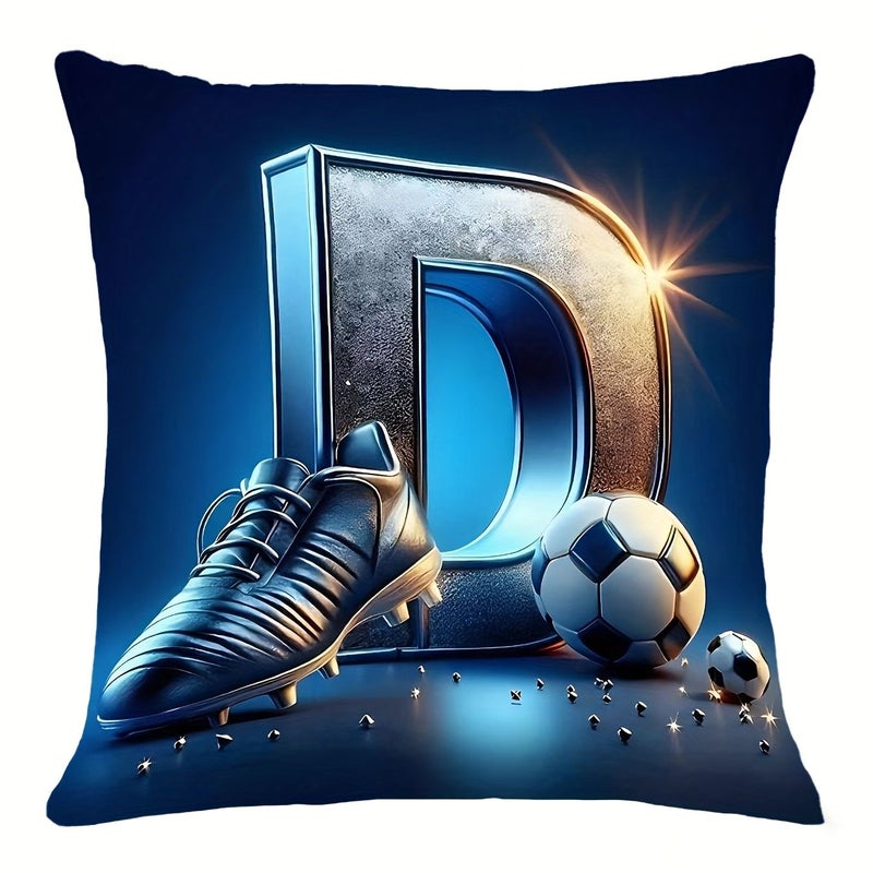 Blue Football Letter Pillowcase 45cm X 45cm With Silvery Anti Slip Studs - Image 5