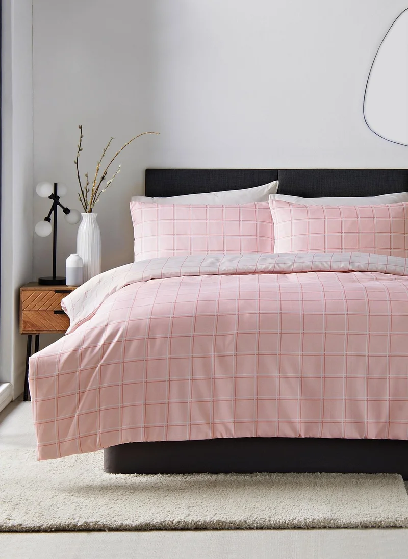 Matalan Pink Check Duvet Set