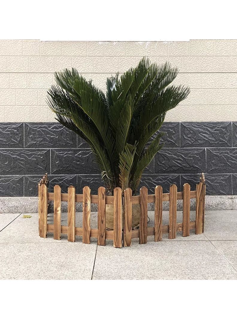 LINGWEI Wooden Garden Edging Border Decorative Fence Brown 121x30x1cm - Image 2