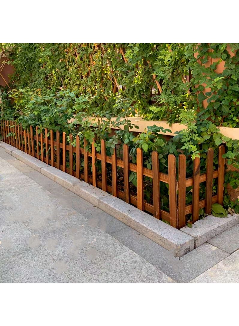 LINGWEI Wooden Garden Edging Border Decorative Fence Brown 121x30x1cm - Image 4