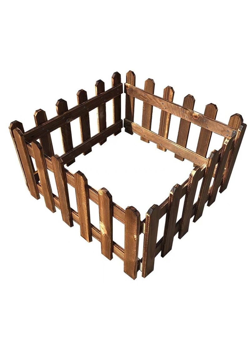 LINGWEI Wooden Garden Edging Border Decorative Fence Brown 121x30x1cm - Image 3