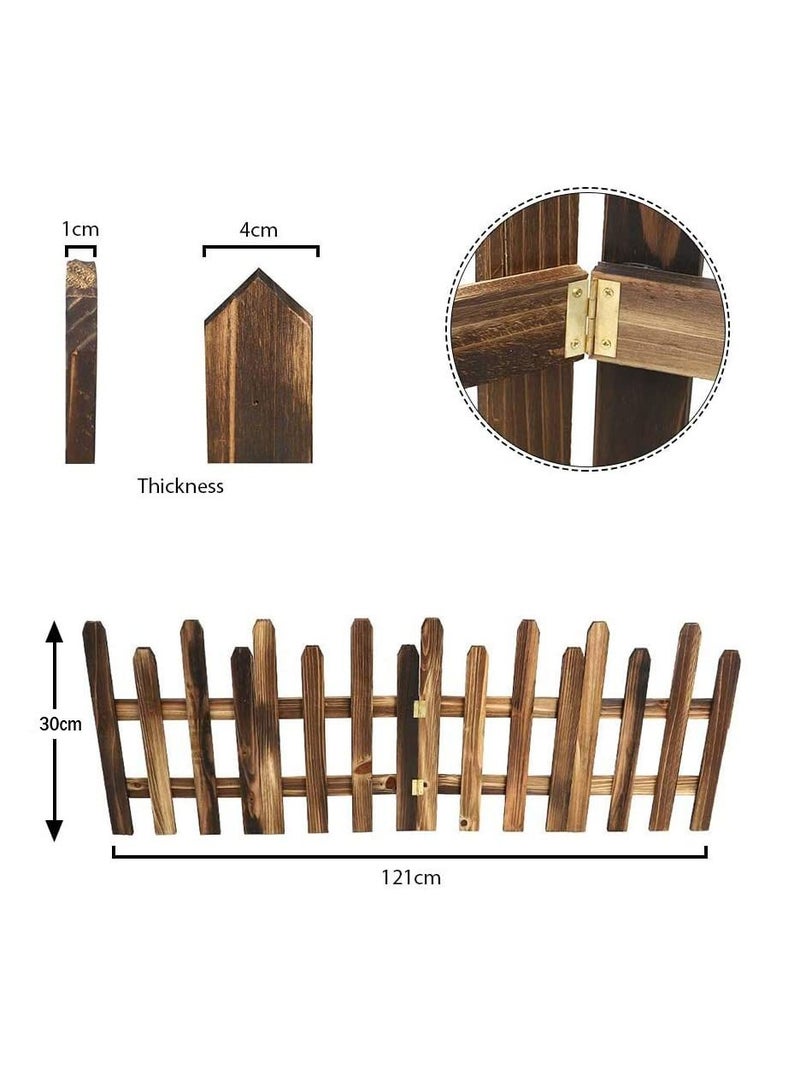 LINGWEI Wooden Garden Edging Border Decorative Fence Brown 121x30x1cm - Image 5
