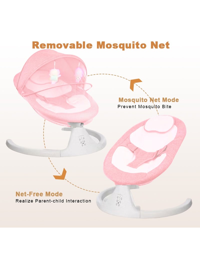 GUDOO - Baby Swing Electric Bouncer For Babies With Integrated Mosquito Net 5 Sway Speeds 3 Timer Settings Bluetooth Remote Control Built In Lullabies For Newborn To Toddler - Image 1