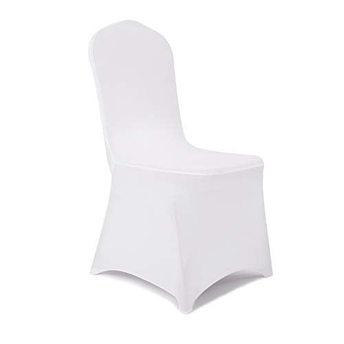 Peomeise 12pcs Stretch Spandex Chair Cover for Wedding Party Dining Banquet Event (White, 12) - Image 1