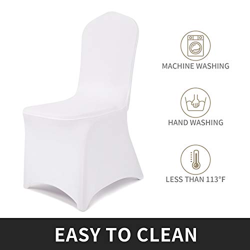 Peomeise 12pcs Stretch Spandex Chair Cover for Wedding Party Dining Banquet Event (White, 12) - Image 3