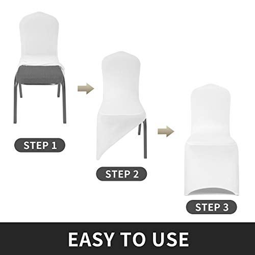 Peomeise 12pcs Stretch Spandex Chair Cover for Wedding Party Dining Banquet Event (White, 12) - Image 4
