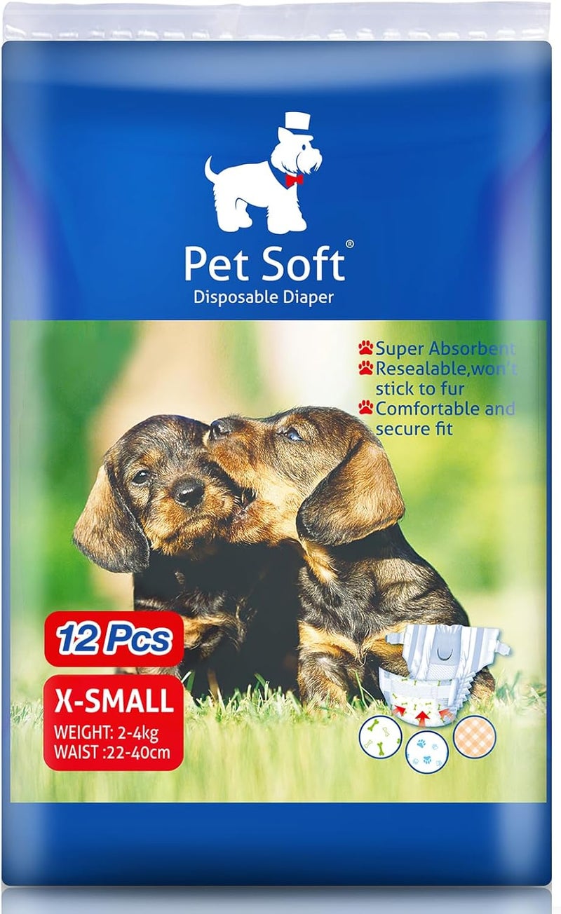 Pet Soft Female Dog Diapers, Disposable Diapers for Dogs and Puppies and Cats (XS, 36) - Image 1