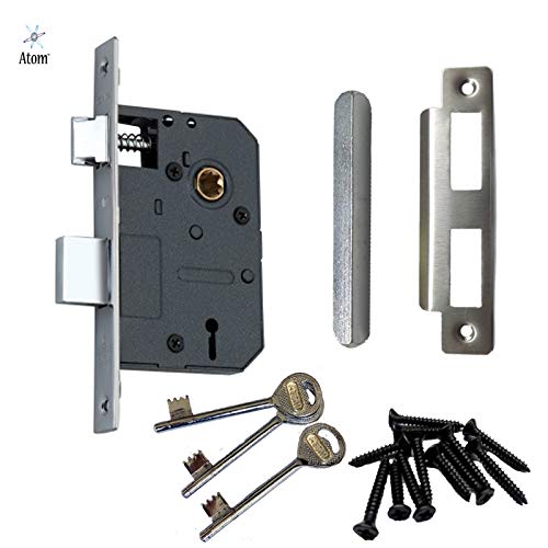 Atom Heavy Duty Mortise Door Lock for Bedroom, Living Room, Main Door, Silver Satin Finish | 3 Keys | 6 Lever Double Stage Lockset for House Hotel Office(FLORADOTTEDKY) - Image 4
