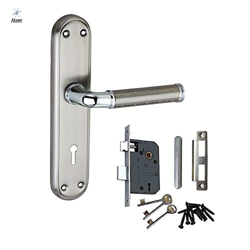 Atom Heavy Duty Mortise Door Lock for Bedroom, Living Room, Main Door, Silver Satin Finish | 3 Keys | 6 Lever Double Stage Lockset for House Hotel Office(FLORADOTTEDKY) - Image 2