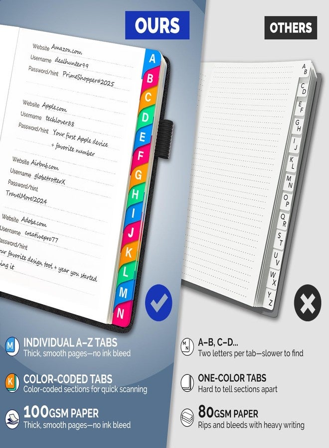 دفتر كلمات المرور (أسود، 4.7 بوصة × 6.2 بوصة) - Image 4
