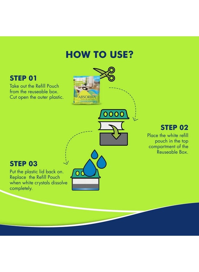 Absorbia Moisture Absorber | Absorbia Reusable Box w/Refill - Pack of 6 (800ml) | Dehumidifier for Basement, Storerooms, Spare Rooms Lofts | Fights Against Moisture, Mould, Fungus Musty Smells - Image 4
