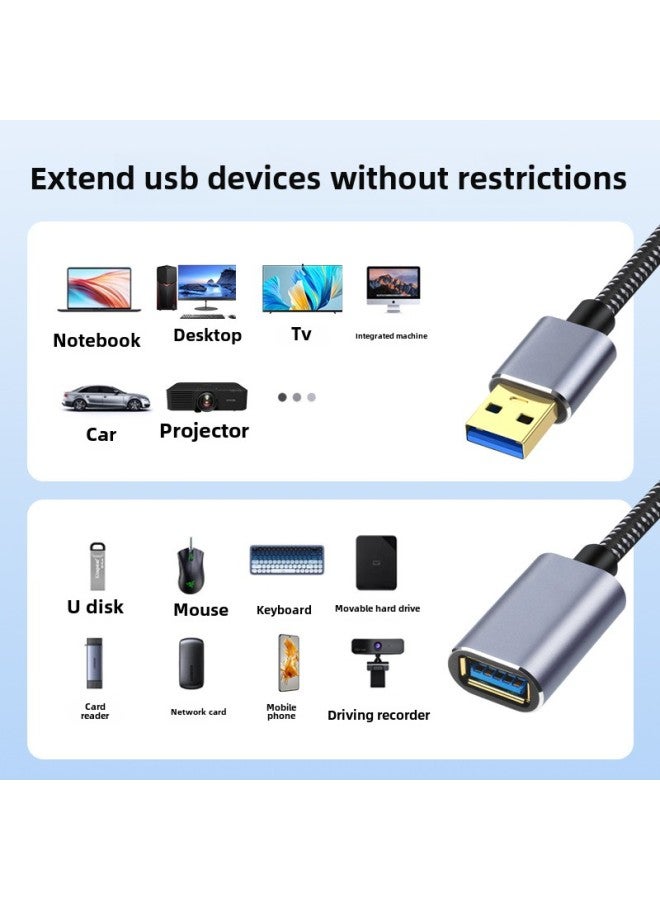 3.0 Extension Cord USB3.0 Male-to-female Hard Disk Computer Printer U Disk Mouse Keyboard Extension Braided Cord-Color:Usb Male To Female Extension Cable 【usb 3.0】-Line Length:1m - Image 2