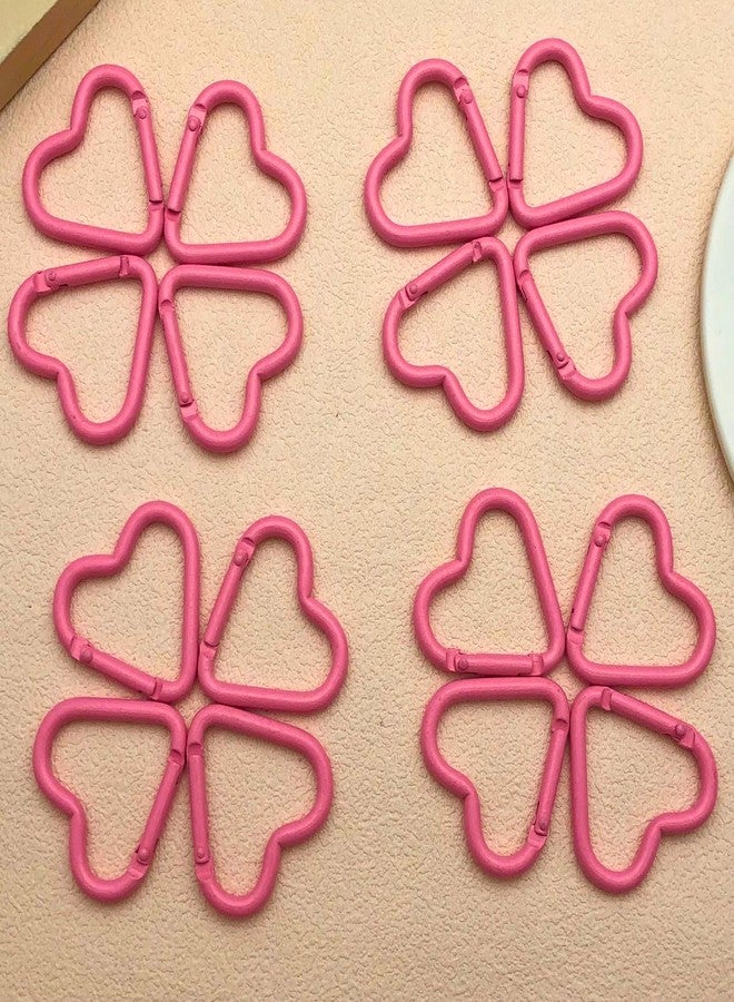 MOTOFITOOL 16-Pack Pink Heart Carabiner Clips, Cute Keychain Accessories for Backpacks & Hiking Gear, Aluminum Alloy Spring Snap Hook (Lightweight, Bulk Value Set) - Image 1