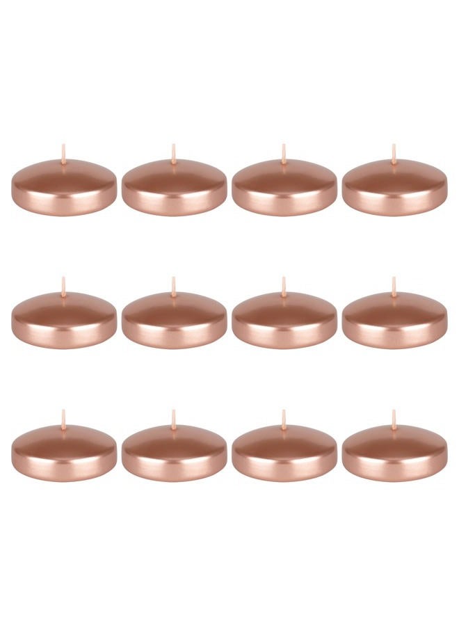 Mega Candles 12 pcs Unscented Rose Gold Floating Disc Candle, Hand Poured Paraffin Wax Candles 3 Inch Diameter, Home Décor, Wedding Receptions, Baby Showers, Birthdays, Celebrations & Party Favors - Image 1