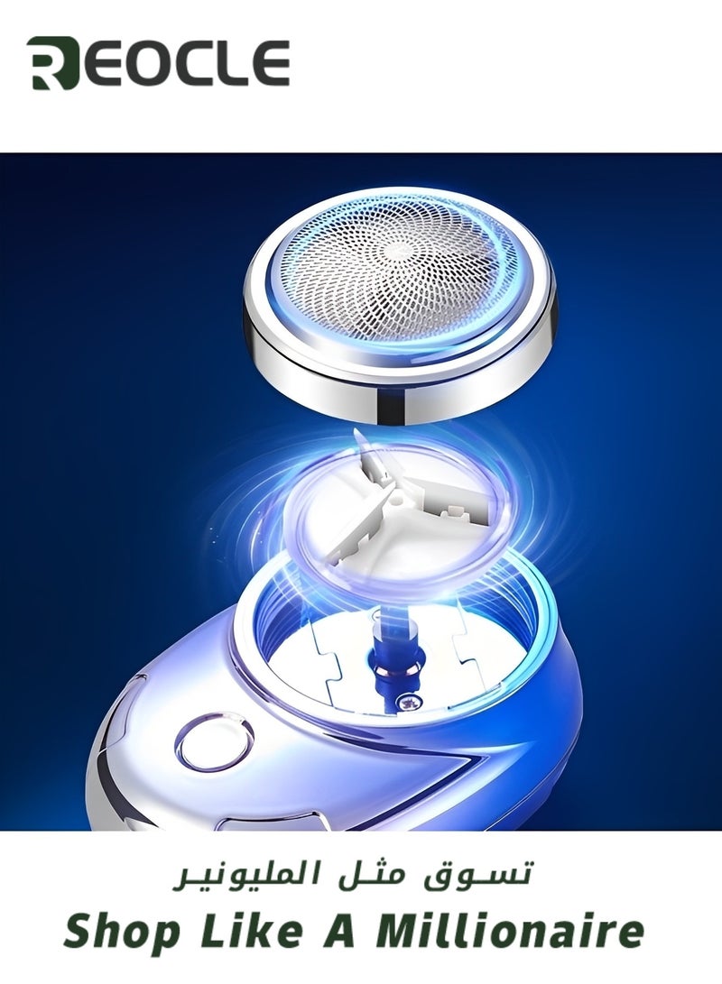 ريوكل ماكينة حلاقة كهربائية صغيرة محمولة للرجال، ماكينة حلاقة كهربائية سحرية قابلة لإعادة الشحن عبر USB، ماكينة حلاقة كهربائية قوية للسفر والمكتب ورحلات العمل - Image 2