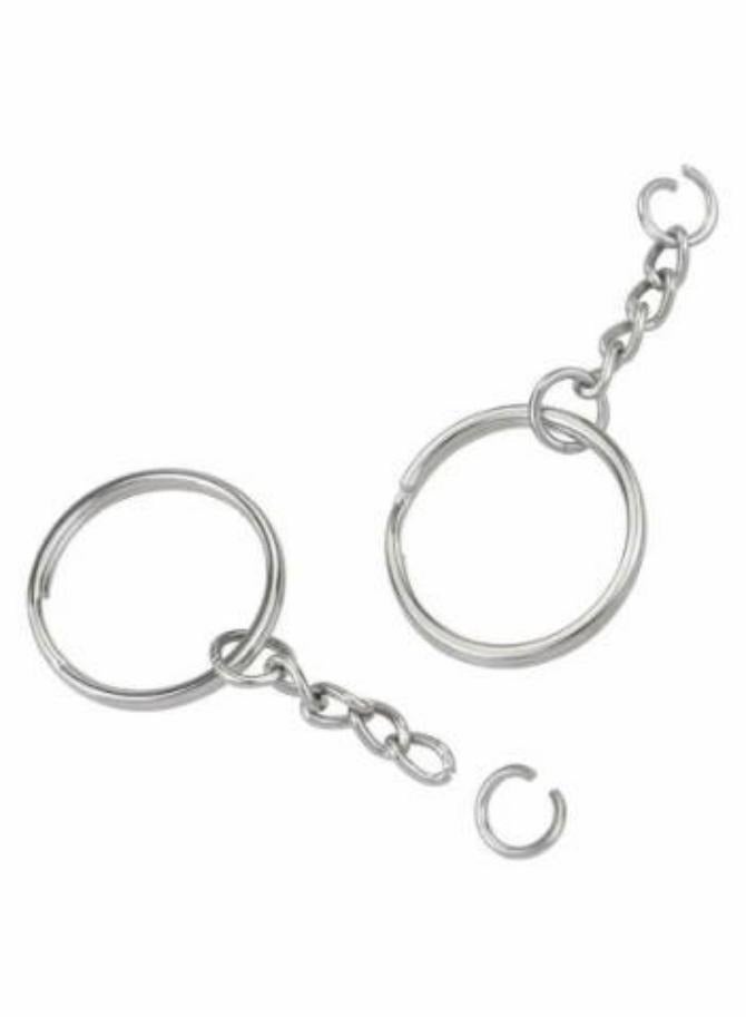 50pcs Metal Split Key Chain Rings with Silver Ring and Open Jump Bulk - Image 2