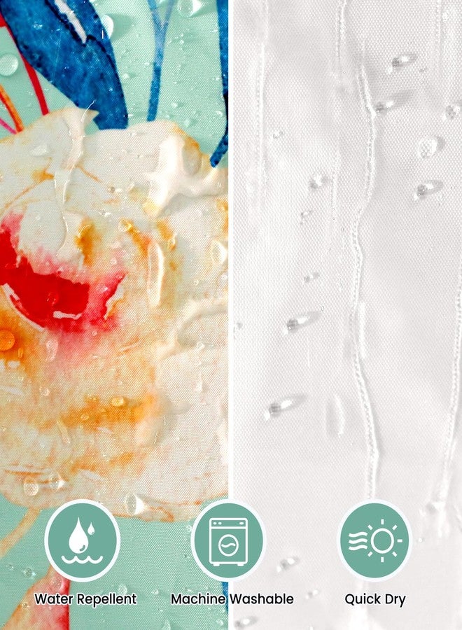 Amaredom Teal Floral No Hook Shower Curtain with Snap in Fabric Liner, Hotel Style Hookless Shower Curtain with See Through Mesh Top Window, 72x74 Inches - Image 4