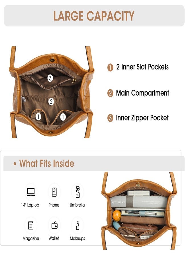 كاتي حقائب كاتي الجلدية للنساء، حقائب كتف وحقائب يد كاجوال، إغلاق مغناطيسي علوي كبير (بني) - Image 5