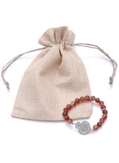 Subhati Bracelet with metal Parts and Agate Stone | 8 MM Beads - 18  - Image 3