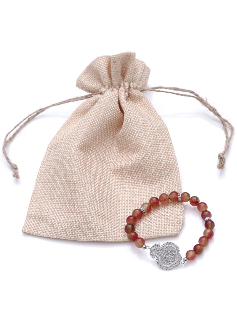 Subhati - Bracelet with metal Parts and Agate Stone | 8 MM Beads - 18 - Image 1