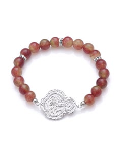 Subhati Bracelet with metal Parts and Agate Stone | 8 MM Beads - 18  - Image 2