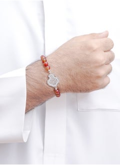 Subhati Bracelet with metal Parts and Agate Stone | 8 MM Beads - 18  - Image 1