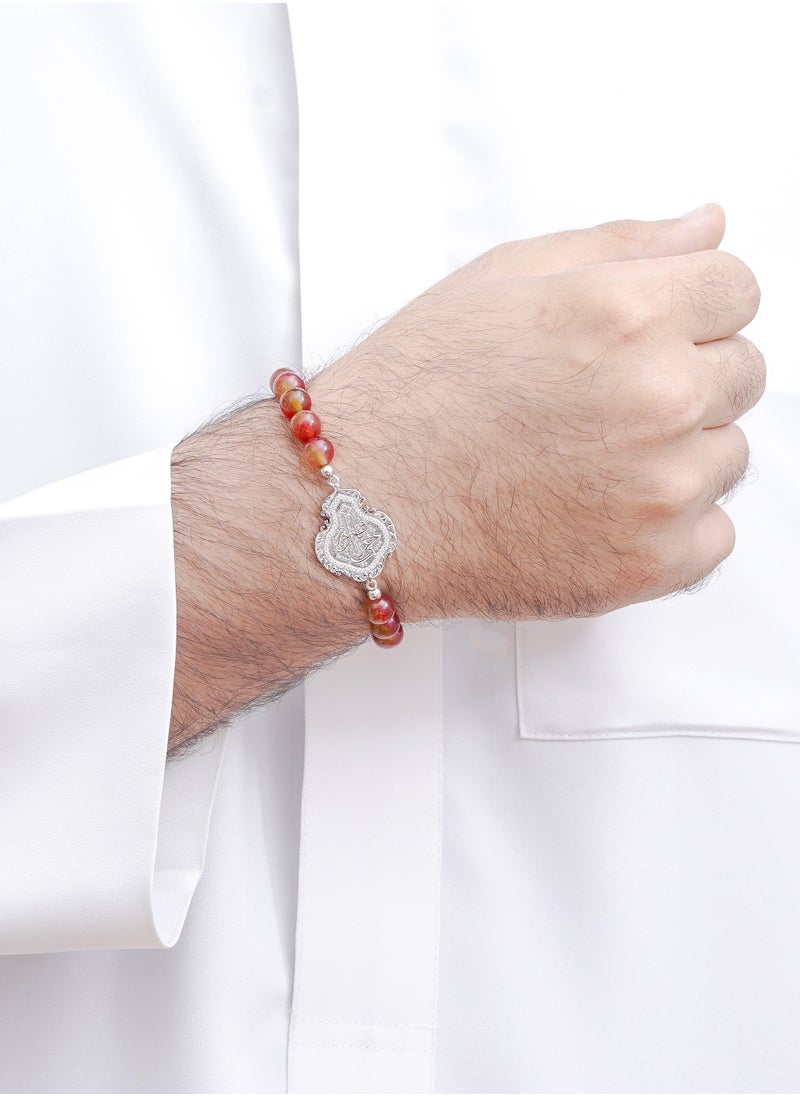 Subhati - Bracelet with metal Parts and Agate Stone | 8 MM Beads - 18 - Image 1
