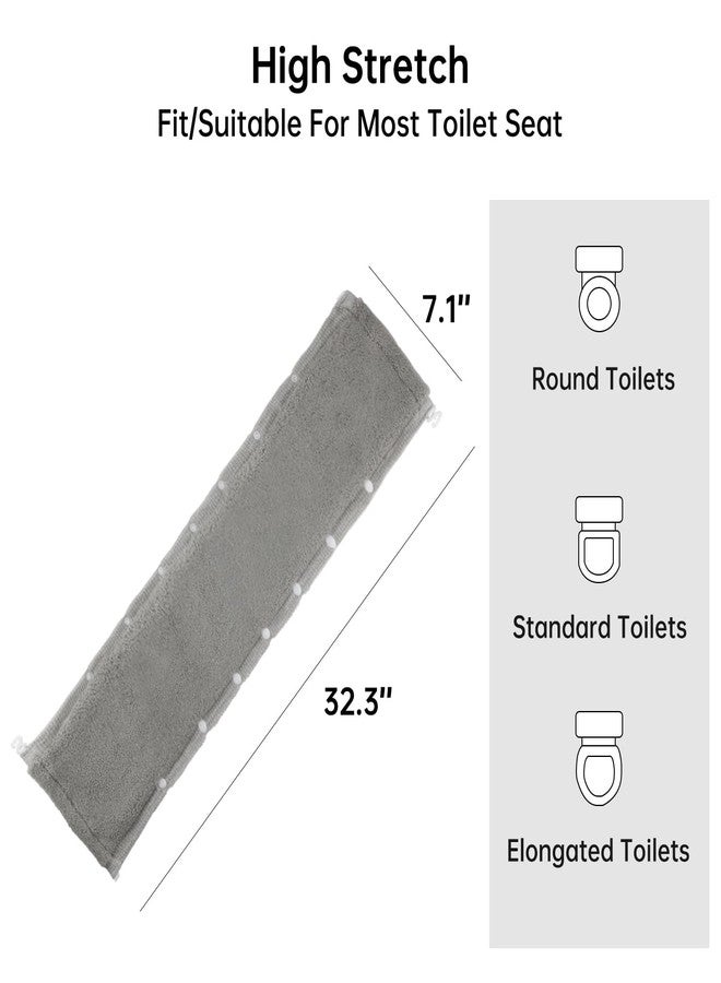 SENOMOR غطاء مقعد المرحاض، غطاء مرحاض ناعم وسميك ودافئ مع أزرار تثبيت قابل للتمدد وقابل للغسل من قماش الألياف، سهل التركيب والتنظيف (رمادي) - Image 3