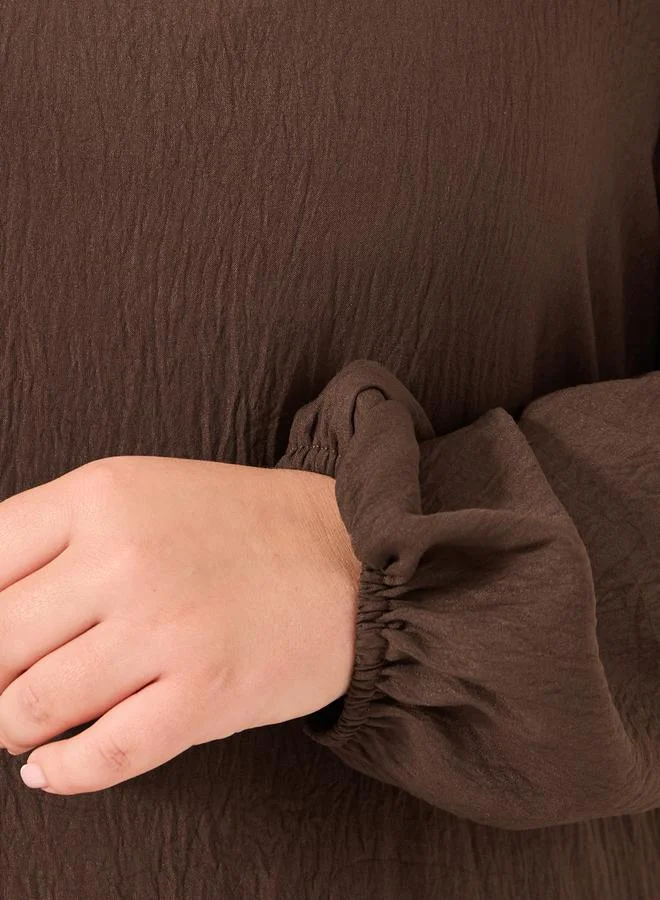 Styli Plus Size Solid Long Sleeve Top
