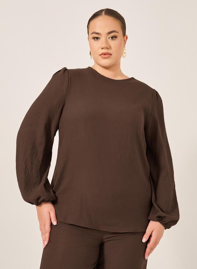 Styli Plus Size Solid Long Sleeve Top - Image 1