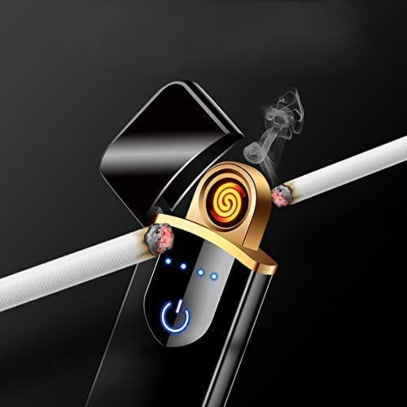 Drumstone 𝟭𝟬 𝗬𝗲𝗮𝗿𝘀 𝗪𝗮𝗿𝗿𝗮𝗻𝘁𝘆 Sleek Black Plasma Touch Lighter – Windproof, USB Rechargeable, Flameless Electric Arc Lighter for Cigarettes & Outdoor Use - Image 2