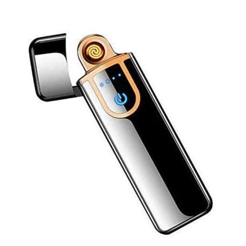 Drumstone 𝟭𝟬 𝗬𝗲𝗮𝗿𝘀 𝗪𝗮𝗿𝗿𝗮𝗻𝘁𝘆 Sleek Black Plasma Touch Lighter – Windproof, USB Rechargeable, Flameless Electric Arc Lighter for Cigarettes & Outdoor Use - Image 1