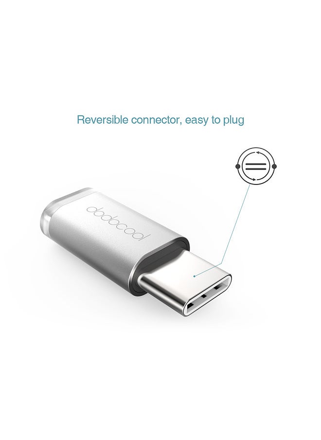 Generic dodocool Mini USB-C to Micro USB Adapter Convert USB Type-C to Micro-USB Connector for MacBook / ChromeBook Pixel / Nexus 5X / Nexus 6P / OnePlus Two / Nokia N1 / Type C Supported Device Silver  - Image 3
