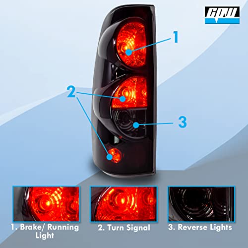 CPW Tail Lights Compatible with Chevy Silverado 1500/2500(1999-2006)/Silverado 3500(2001-2006)/2007 Classic/GMC Sierra 1500/2500(1999-2002)/Sierra 3500(2001-2002)(Black Smoke) - Image 3