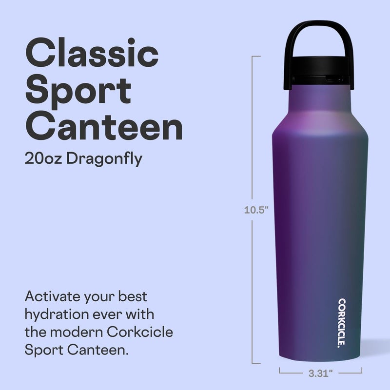 Corkcicle Sport Canteen - Keeps Drinks Cold 25 Hours - Stainless Steel Water Bottle - Triple-Insulated - Spill-Proof - Summer Drinkware Gift - Keeps Drinks Ice Cold - 20 oz - Multi-Color - Image 2