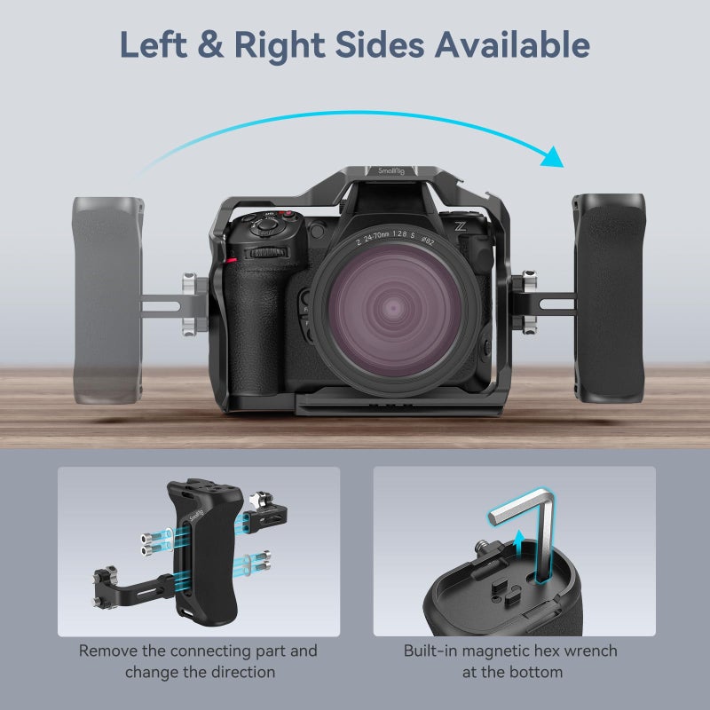 SmallRig Aluminum Side Handle for Camera Cages, Universal Ergonomic Side Handgrip with Bulit-in 1/4"-20 Locating Hole, Strap Hole, Cold Shoe, 36mm Up/Down Adjustable - Image 4