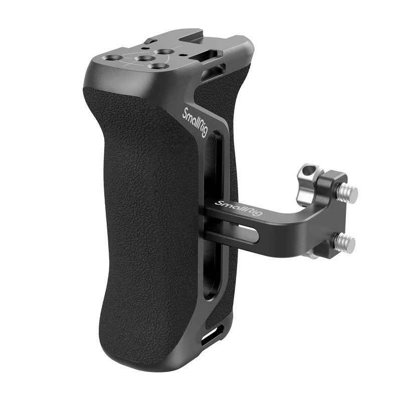 SmallRig Aluminum Side Handle for Camera Cages, Universal Ergonomic Side Handgrip with Bulit-in 1/4"-20 Locating Hole, Strap Hole, Cold Shoe, 36mm Up/Down Adjustable - Image 1