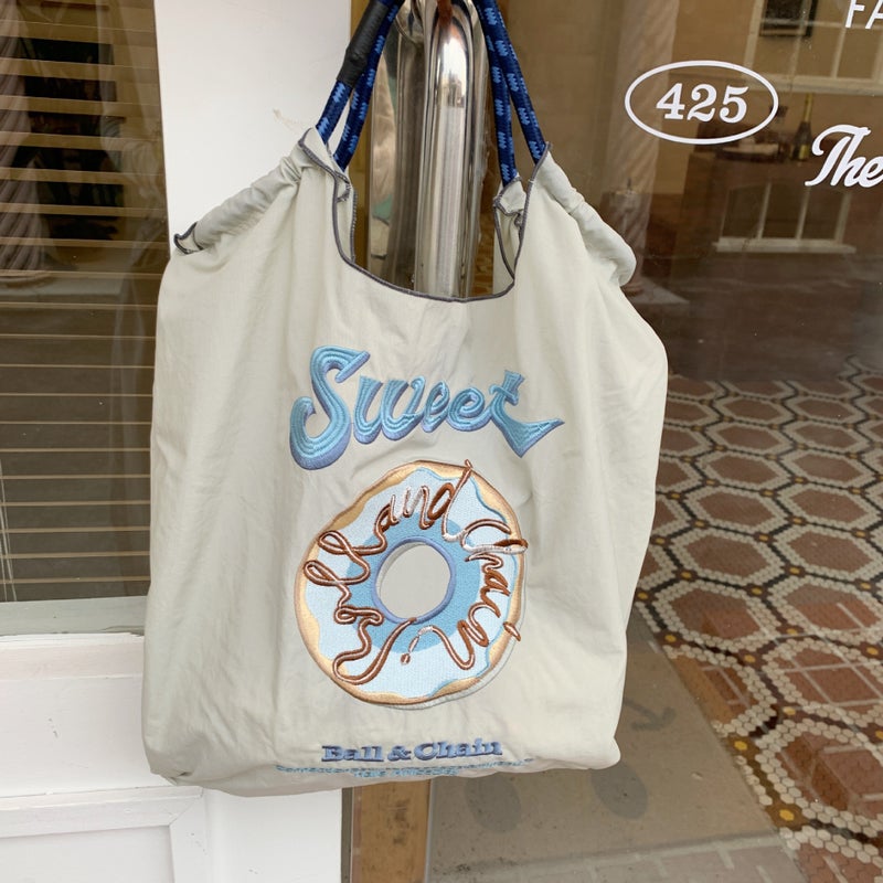 Ball Embroidered Single Shoulder Nylon Large Capacity Commuter Simple Bag Trendy Daily Capacity Shopping Bag Sweet Chain Hundred - Image 5